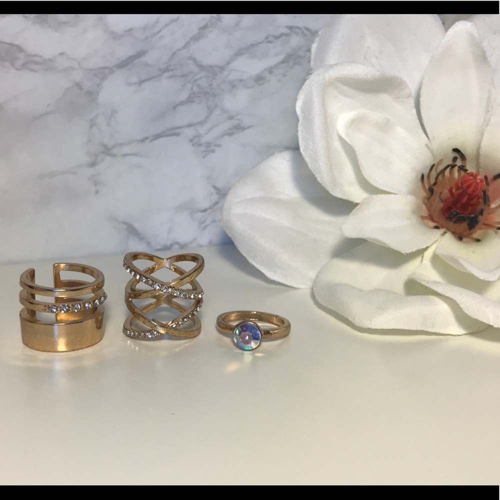 Gold Rings 3 piece set